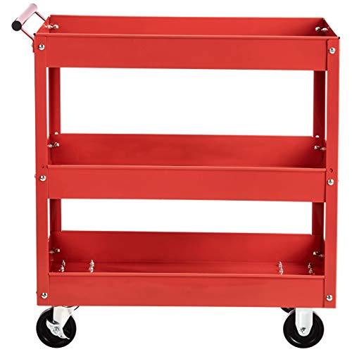 Amazon Basics Carrello Multiuso 3 Ripiani Rosso Acciaio