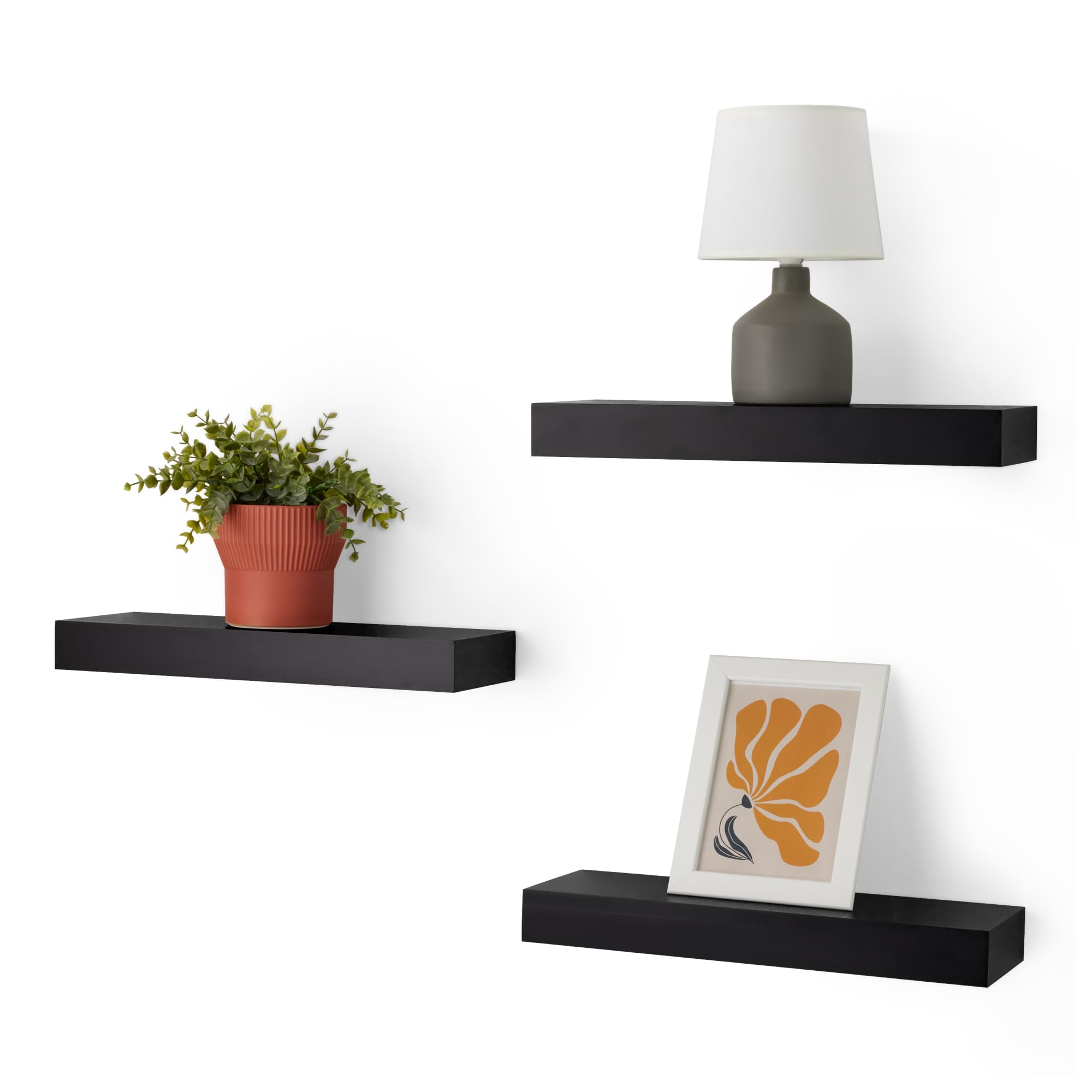 AmazonBasics Mensole da Parete Pino 40,1 cm 3 Pezzi con Staffe