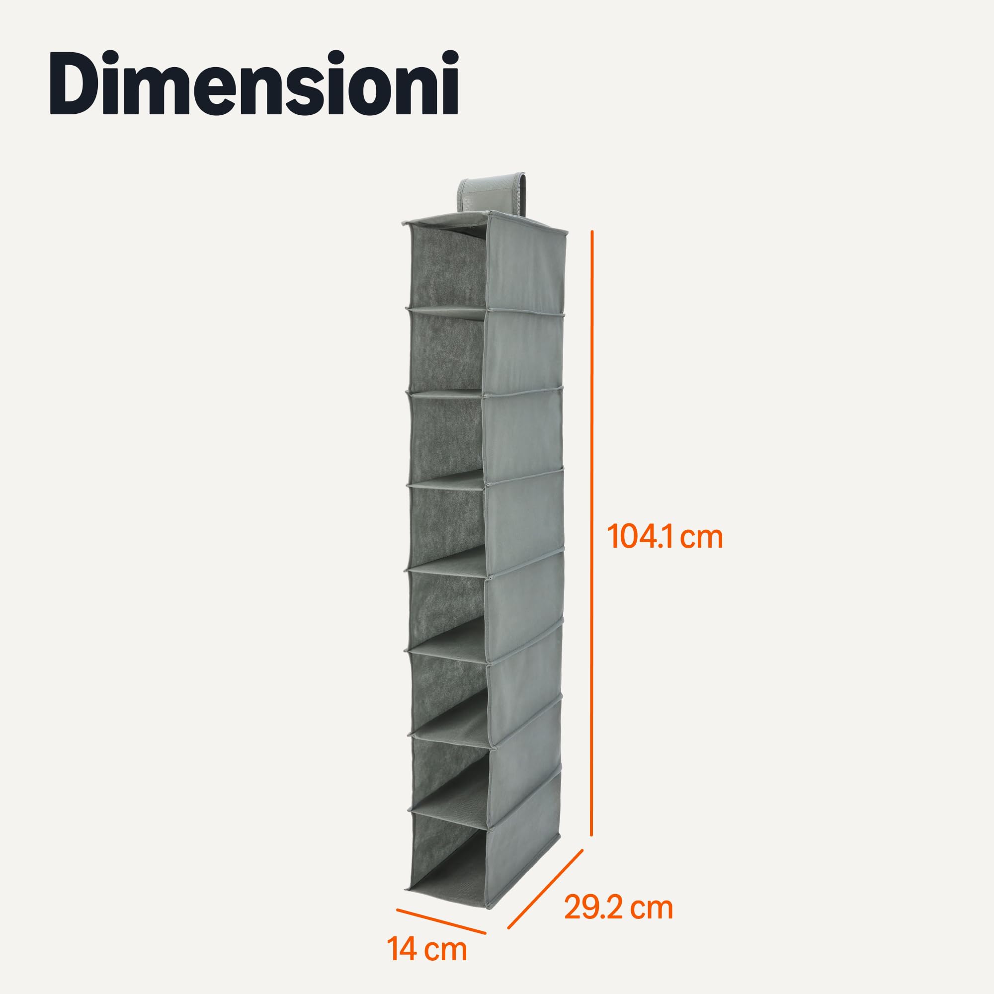 AmazonBasics Scarpiera Appesa 8 Ripiani Tessuto Grigio Scuro