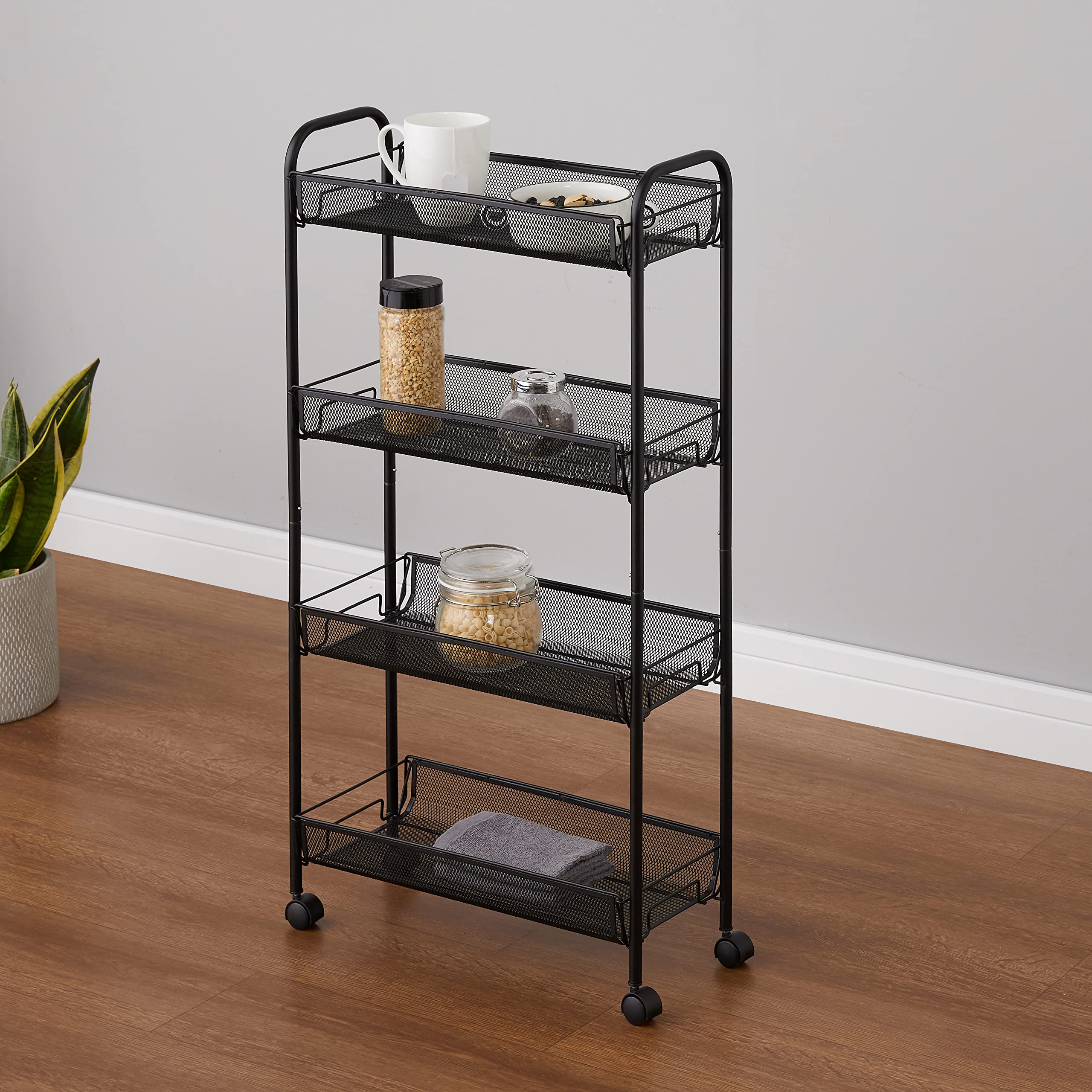 Amazon Basics carrello metallo 4 ripiani nero rete