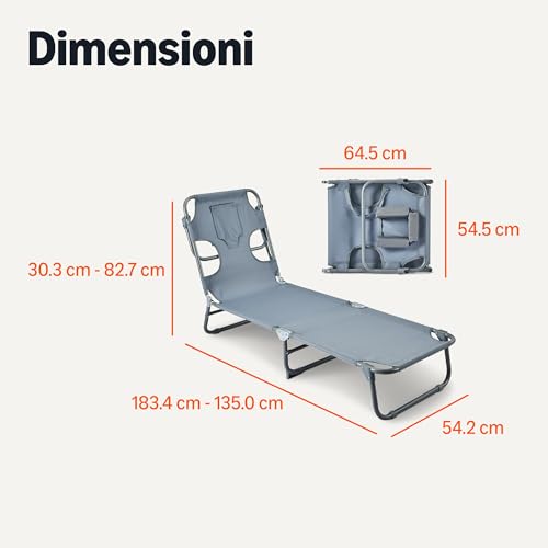 Amazon Basics poltrona da esterno reclinabile grigia pieghevole