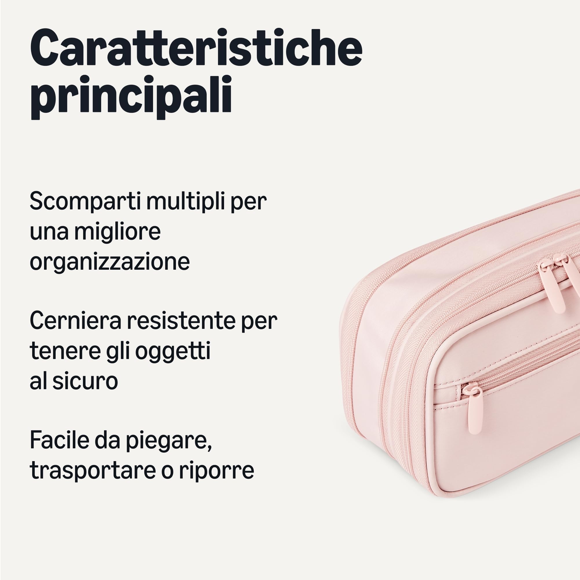 Amazon Basics Astuccio Multi-Scomparto L Rosa Tenue