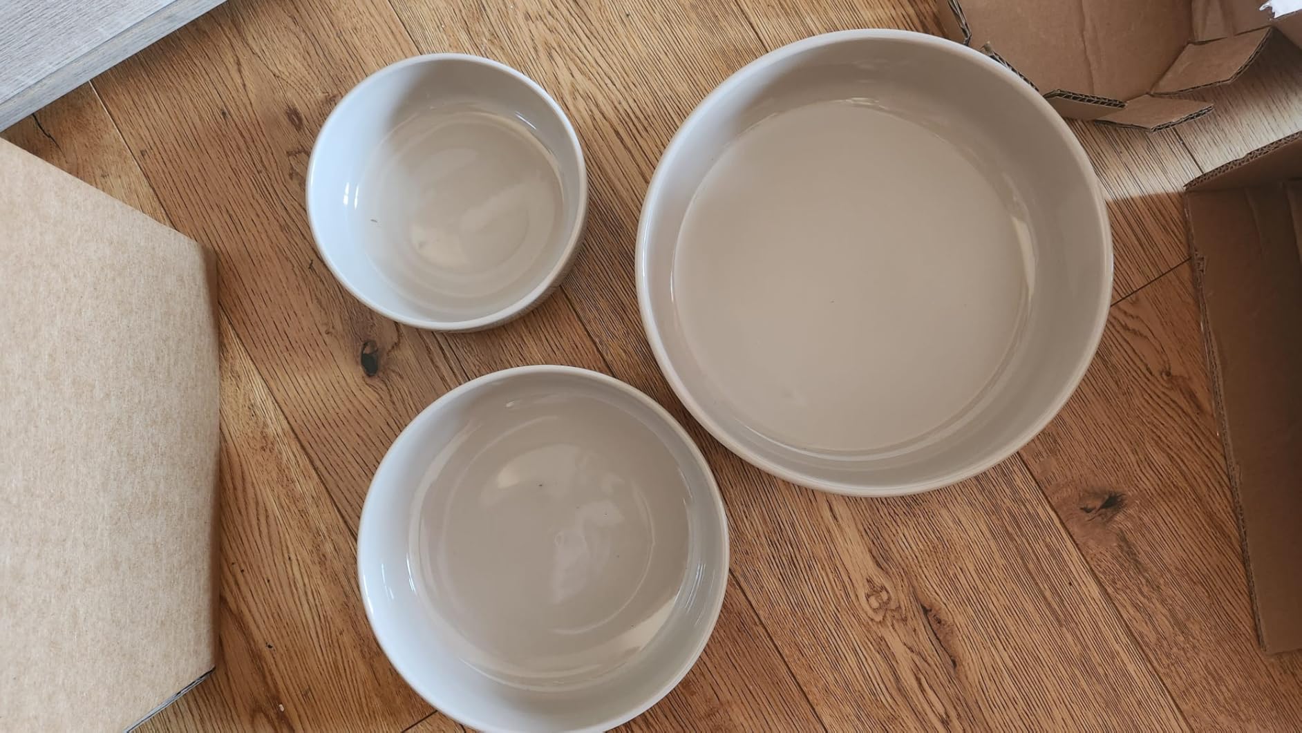 Amazon Basics Set 3 Ciotole Gres Avorio Impilabili