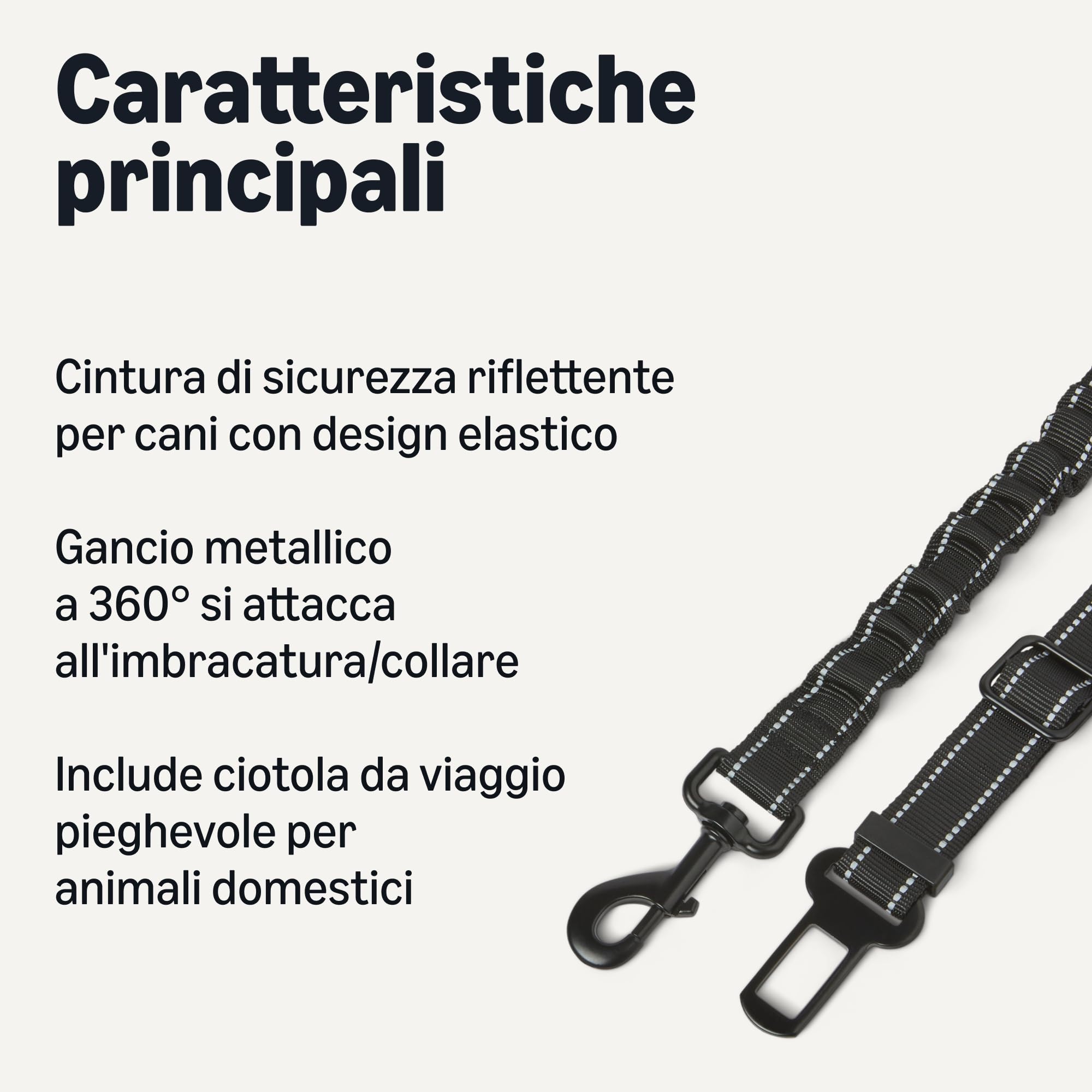 Amazon Basics cintura sicurezza cane nera taglia unica con ciotola