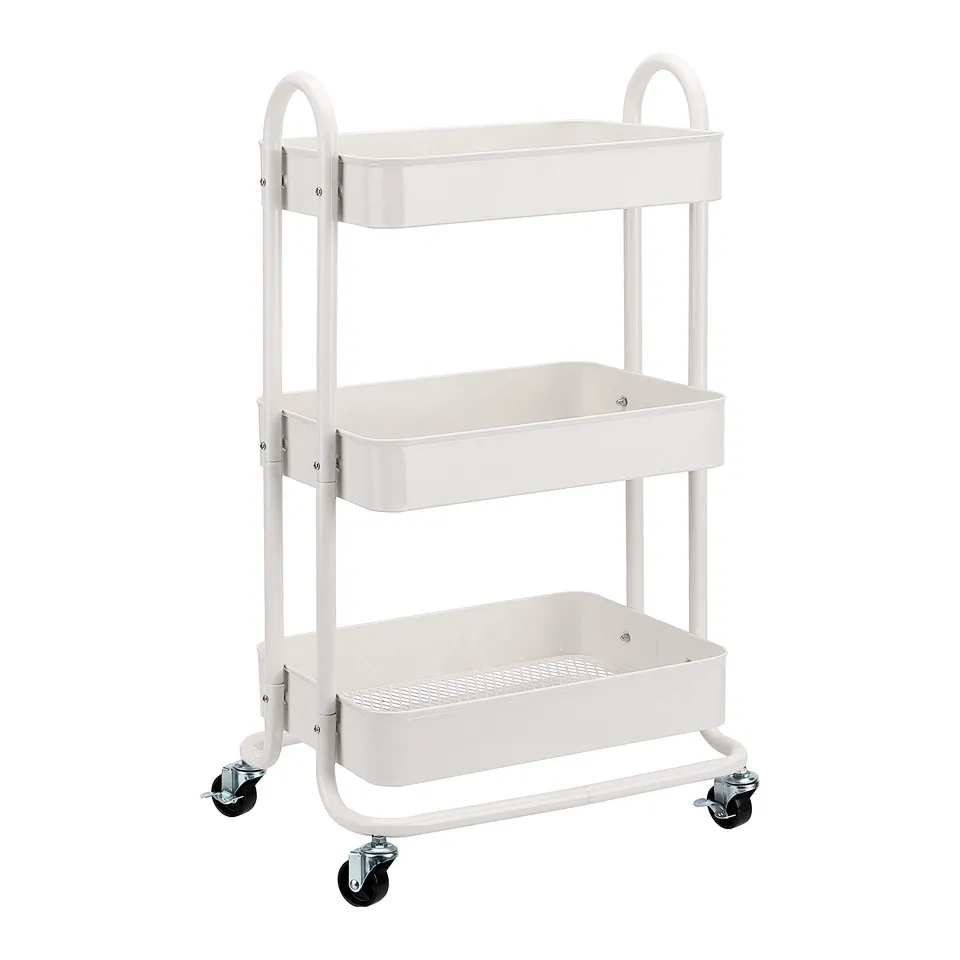 Amazon Basics Carrello 3 Ripiani con Ruote Bianco Cucina