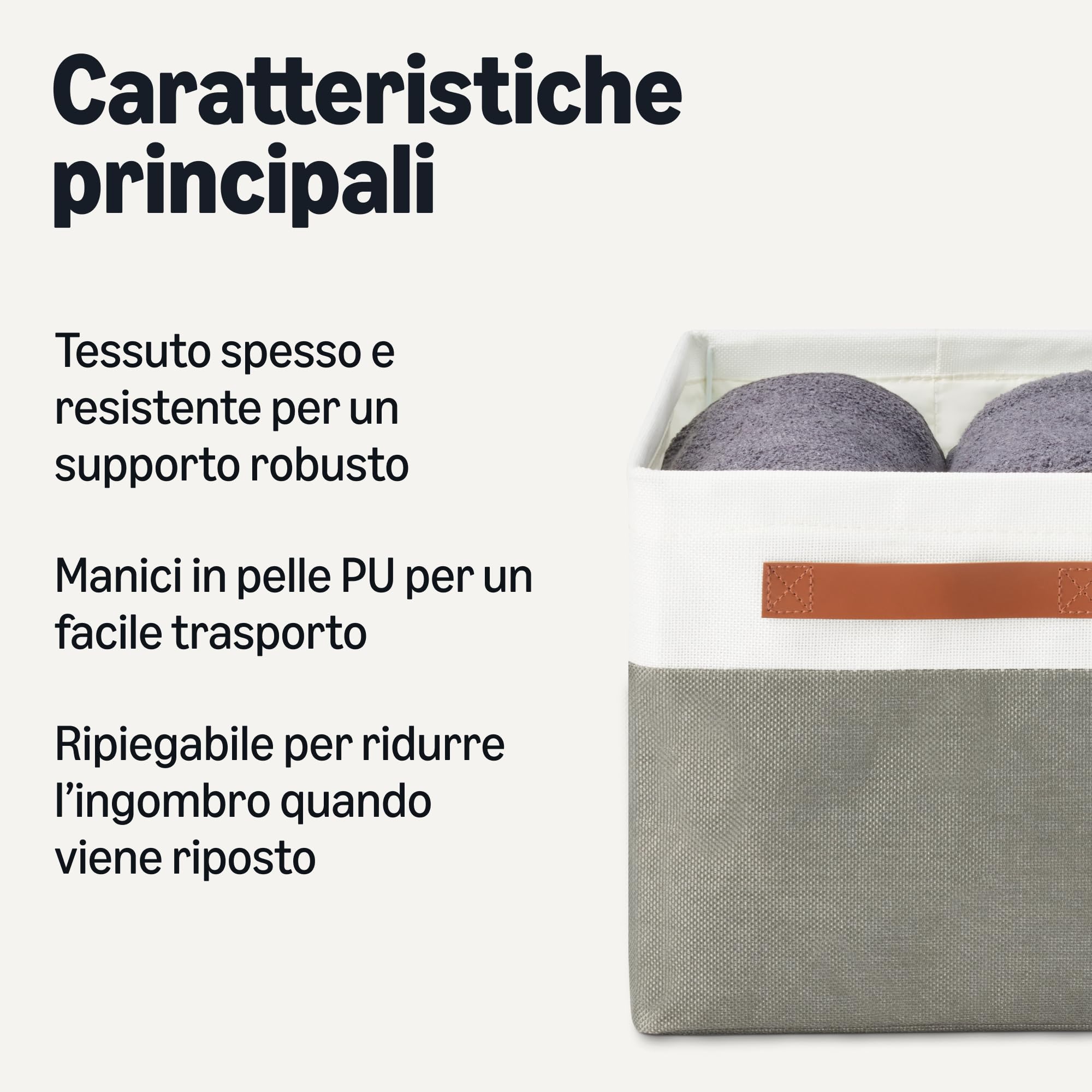 Amazon Basics Scatole Tessuto Antracite Grandi 3 Pezzi