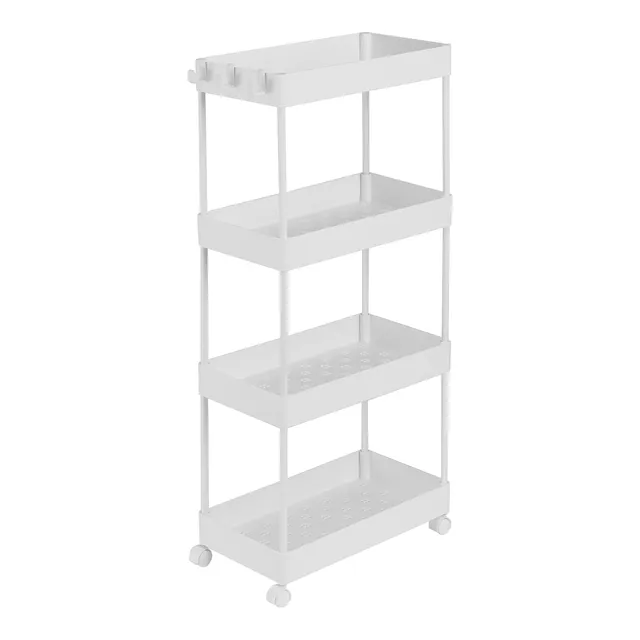Amazon Basics Carrello Cucina 4 Ripiani Bianco con Ruote 40x22x86