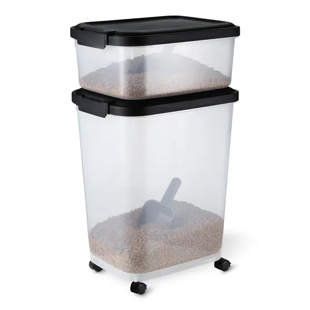 Amazon Basics Contenitori Cibo Animali 15,8+4,5 kg con Ruote