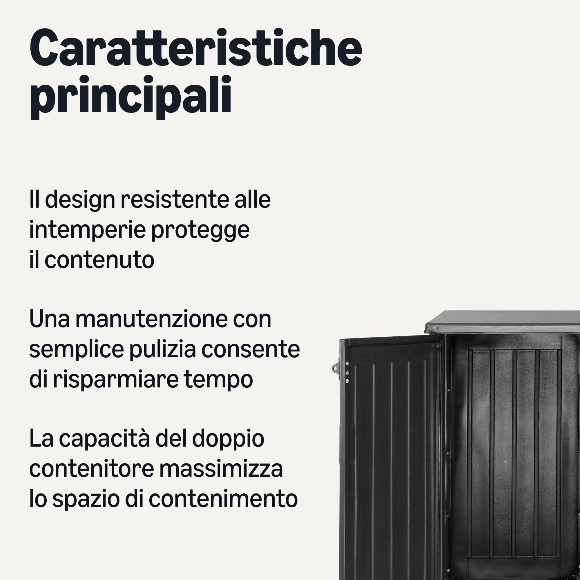 AmazonBasics Armadio da Esterno Nero 116x70,5x112,8 cm
