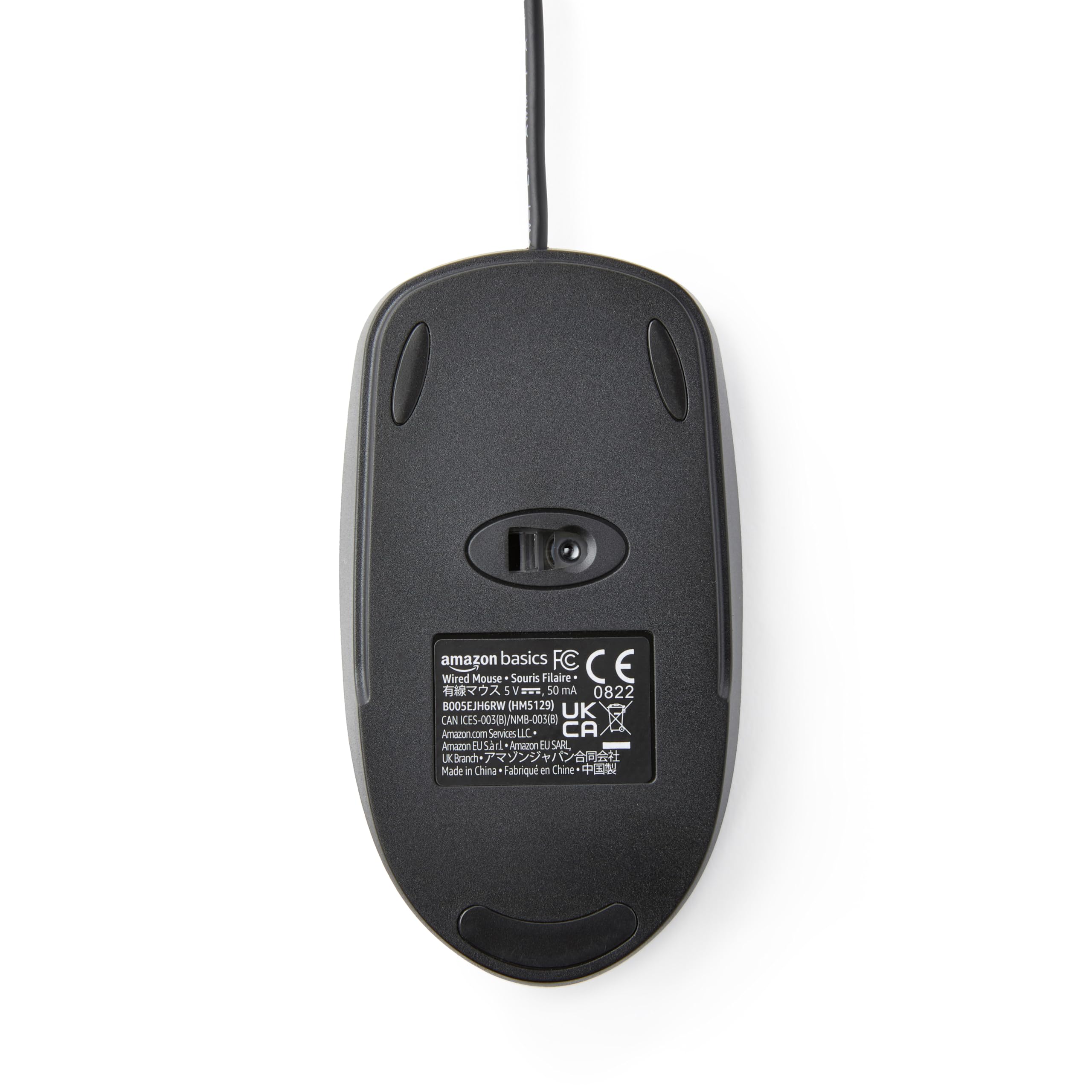 AmazonBasics Mouse Ottico USB Nero Confezione da 1 1000 dpi