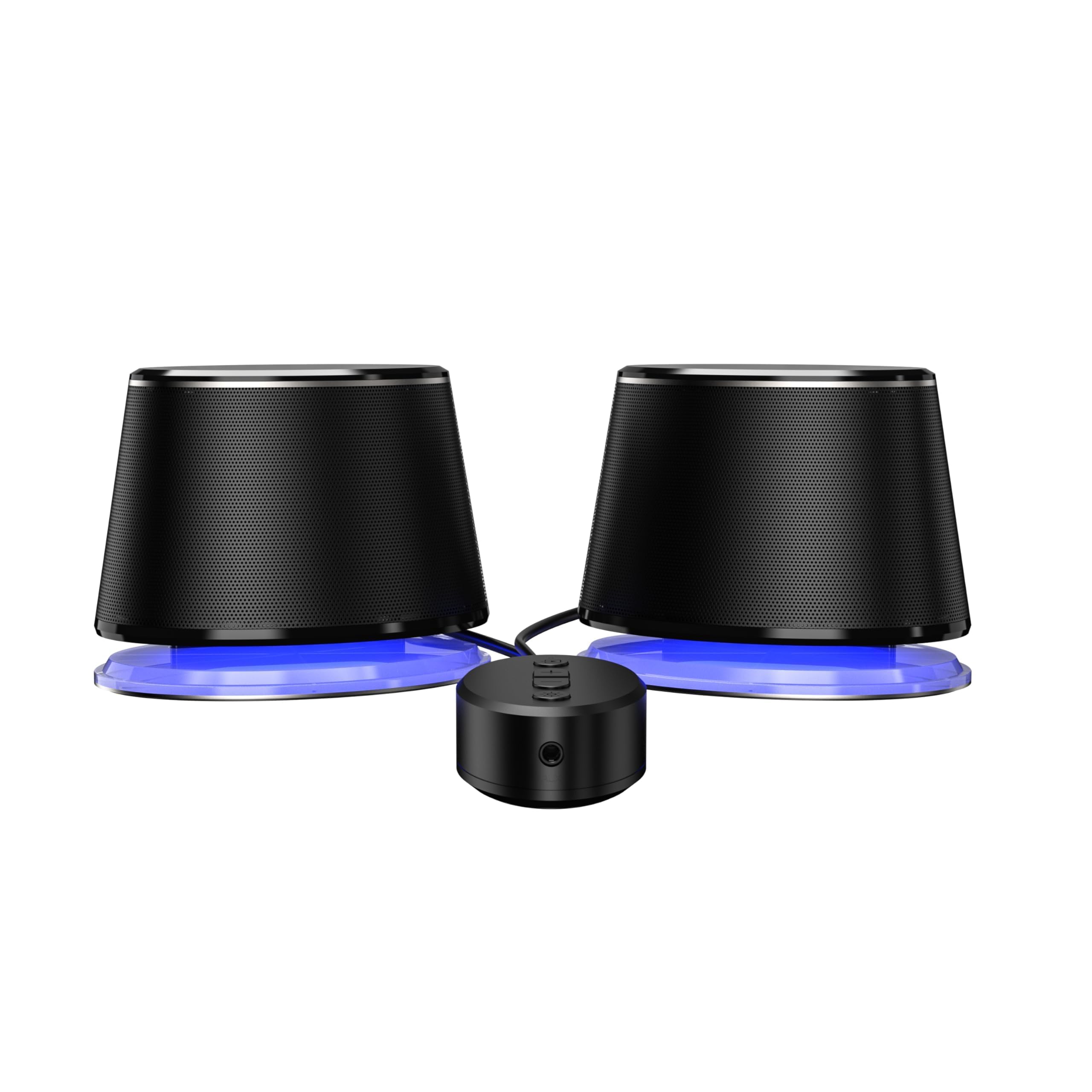 AmazonBasics Altoparlanti PC Bluetooth USB Grandi Neri LED Blu