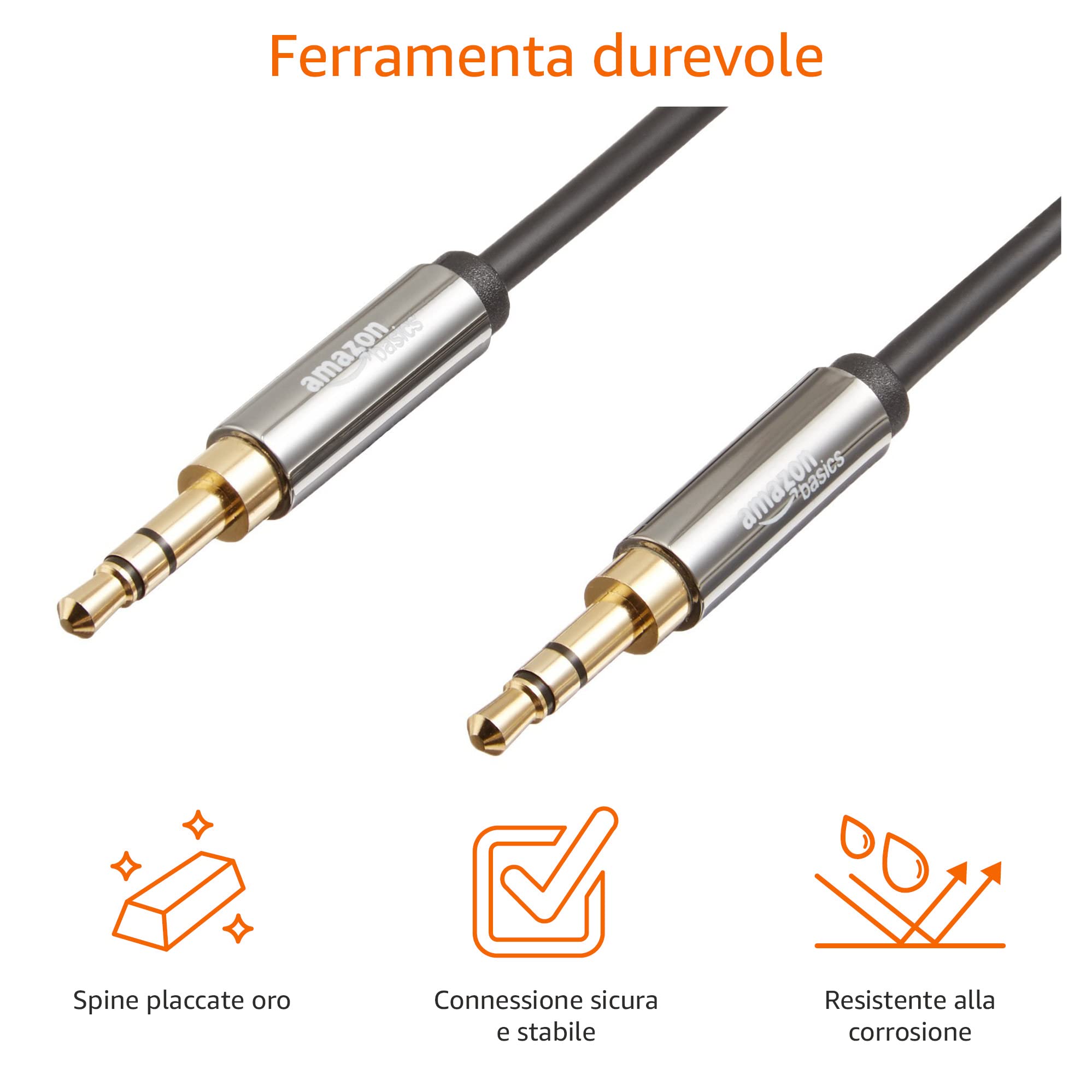 Amazon Basics Cavo Audio Aux 3,5 mm 1,2 m Nero