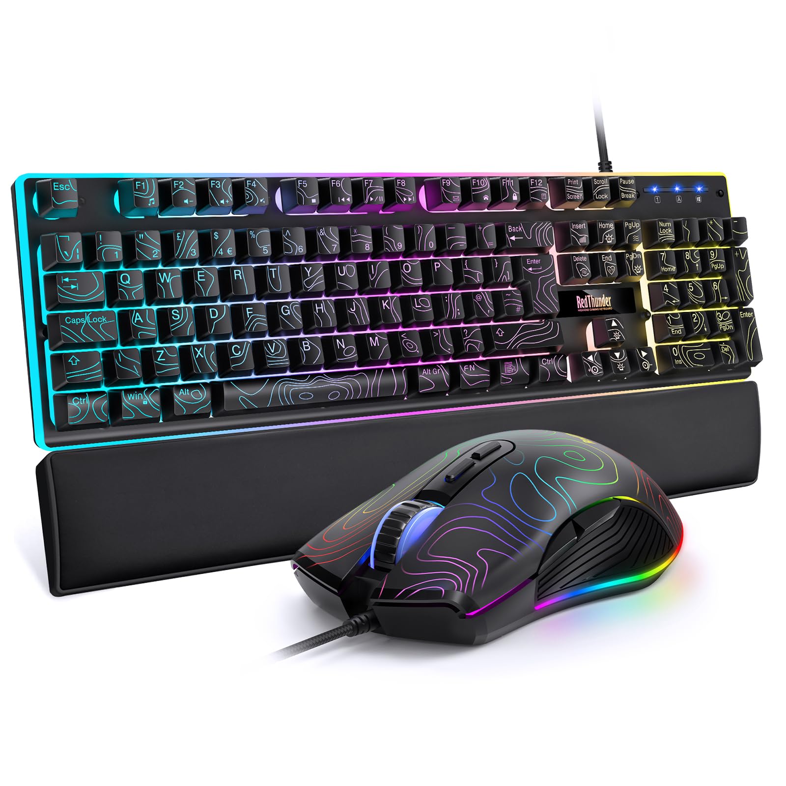 RedThunder K10 Tastiera Gaming Cablata RGB con Mouse