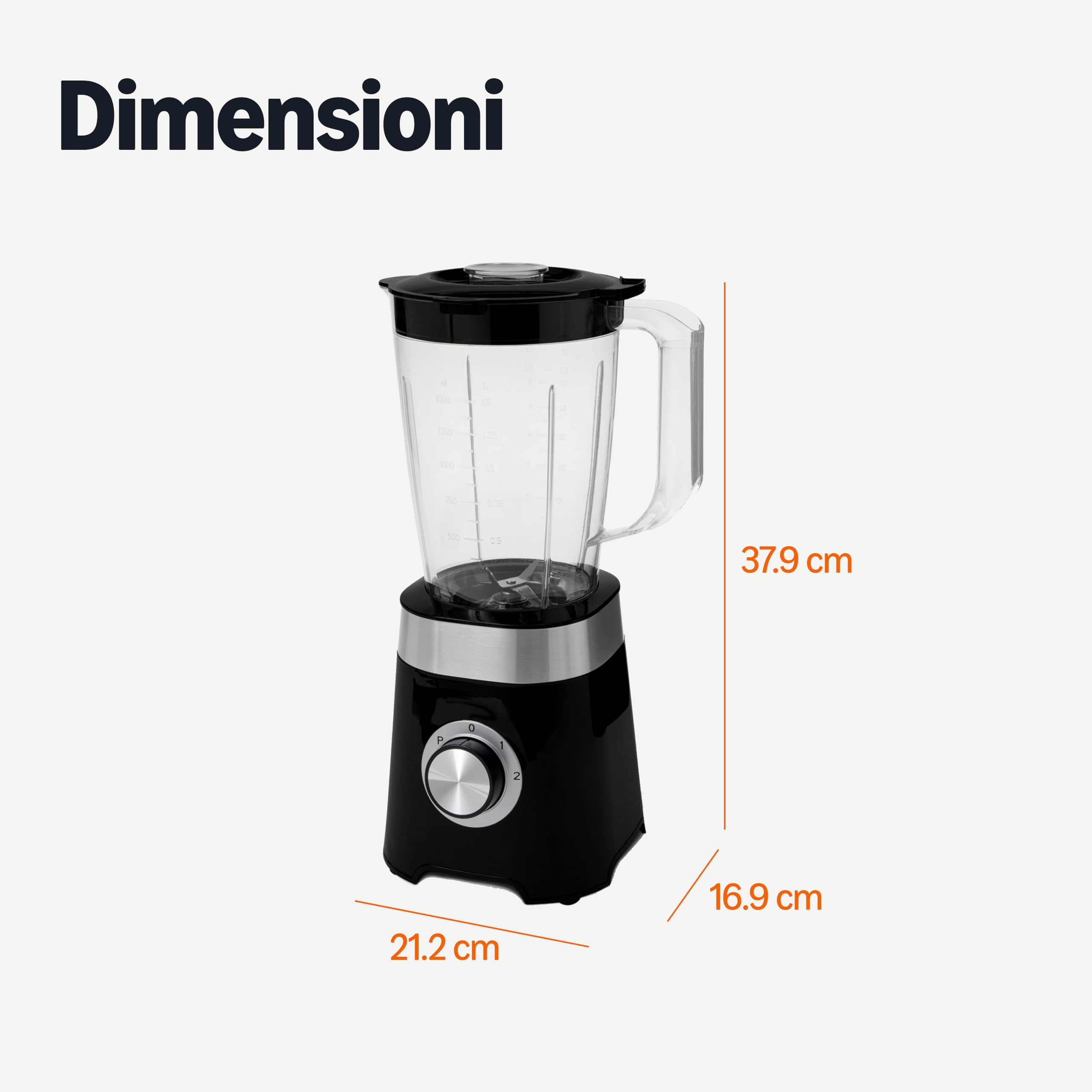 AmazonBasics frullatore 600W 1,5 L nero trita ghiaccio