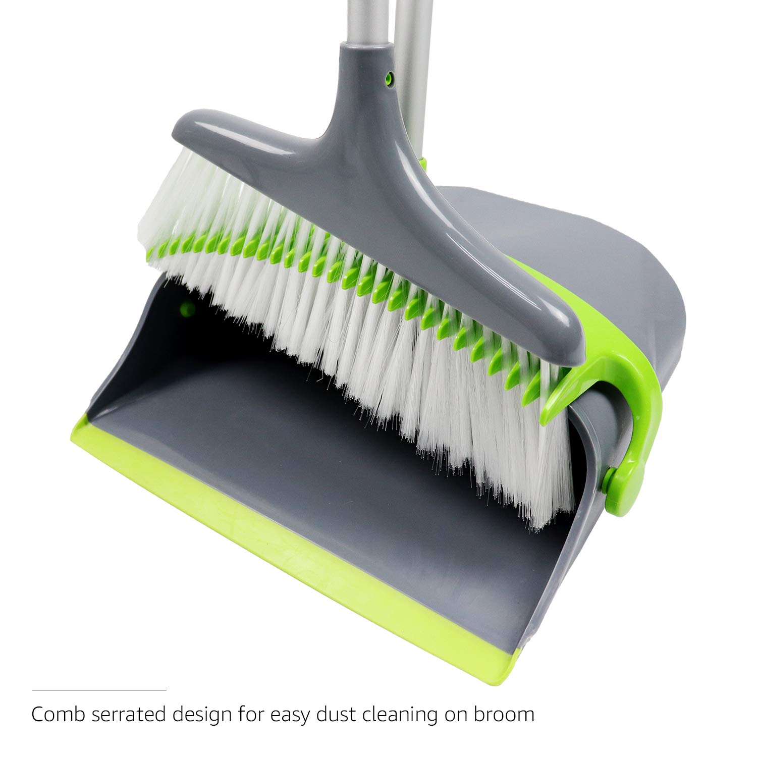 AmazonBasics Set Scopa con Paletta Argento per Interni