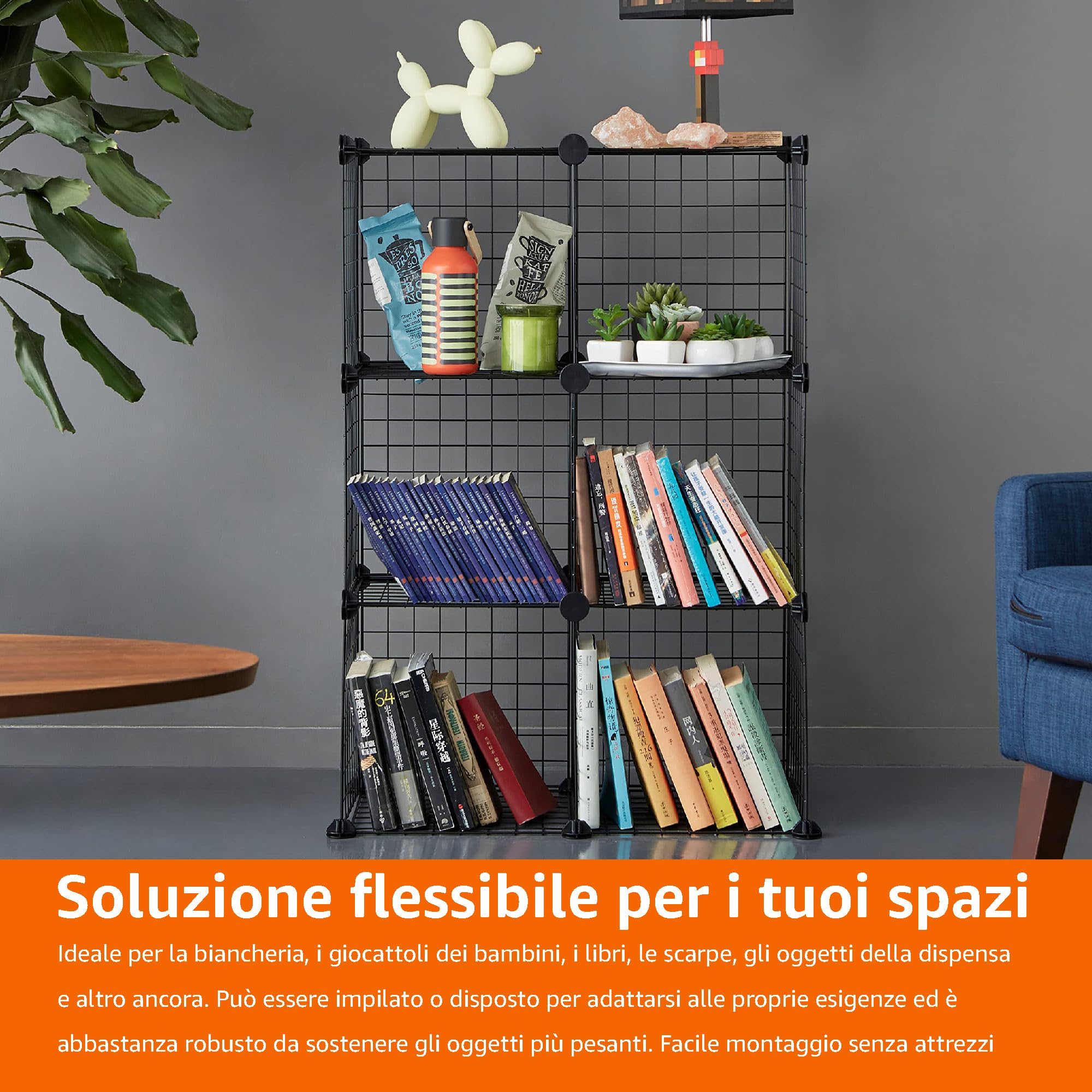 Amazon Basics Scaffale Cubi 6 Posti Nero 66x32x96,5 cm