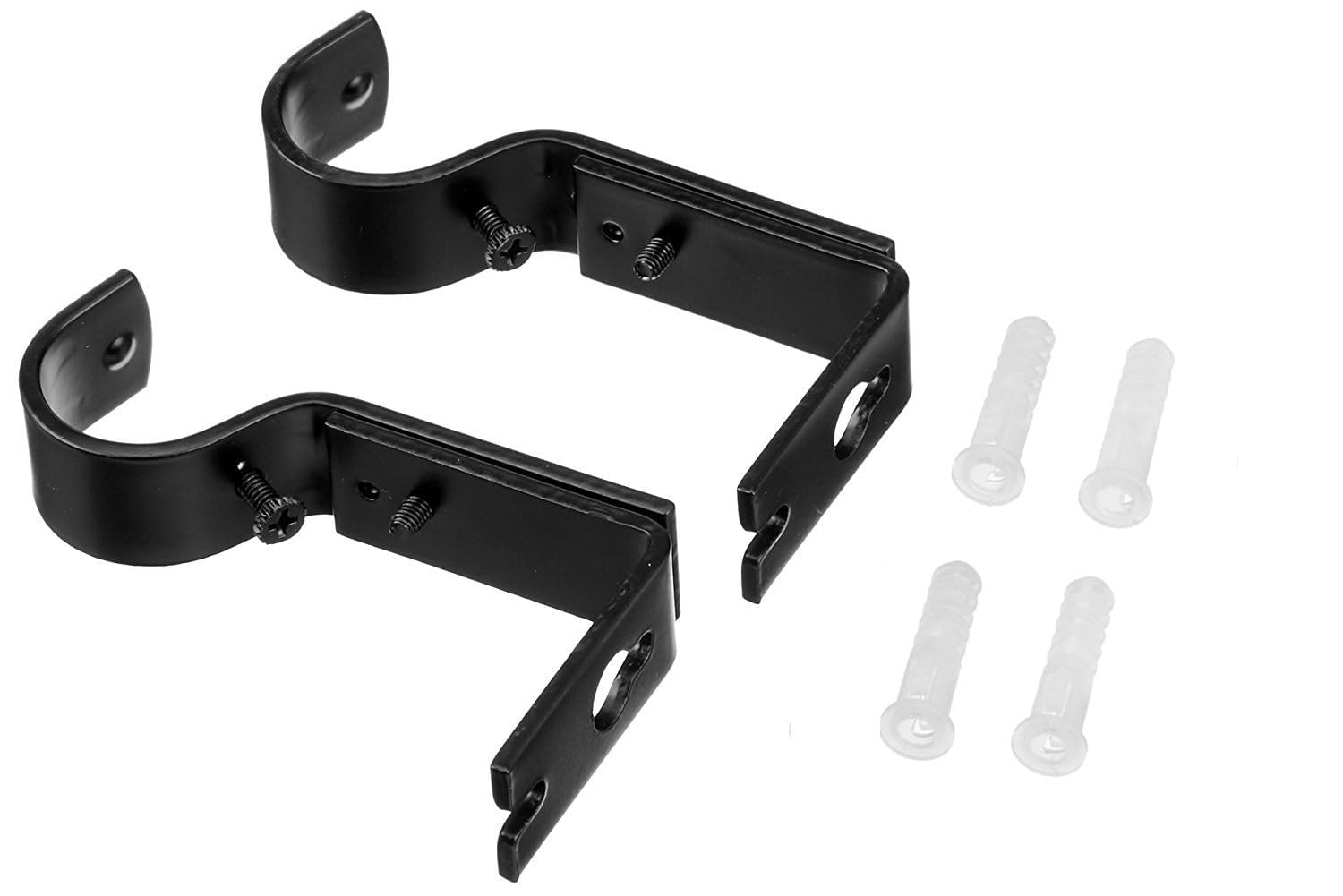 Amazon Basics Supporti Bastone Tenda Regolabili Set da 2 Neri Acciaio