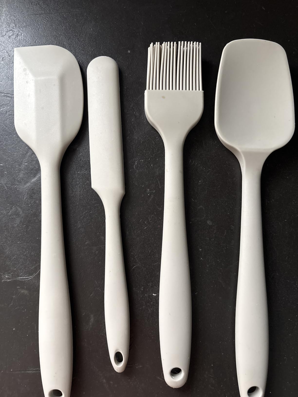 Amazon Basics Set 5 Spatole Silicone Grigio Lino Antiaderenti