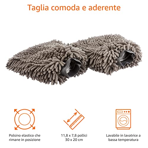 Amazon Basics Deluxe Guanti Microfibra Auto 30x20 cm 2 Pezzi Grigi