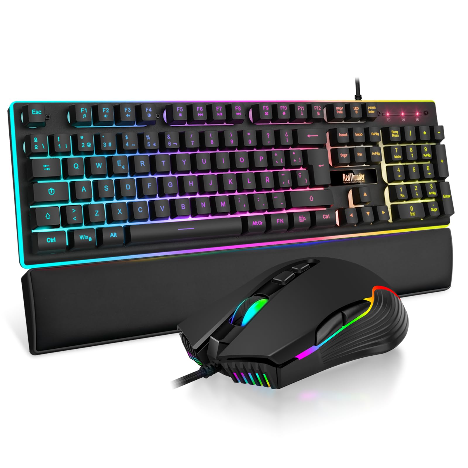 RedThunder K10 Set Tastiera Mouse Gaming Wireless Nero Retroilluminato