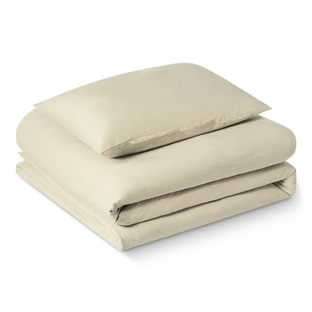 Amazon Basics Set Copripiumino Singolo Microfibra 135x200 Beige