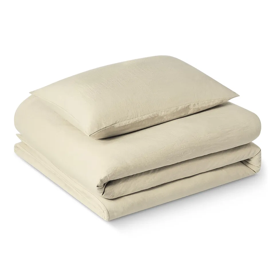 Amazon Basics Set Copripiumino Singolo Microfibra 135x200 Beige