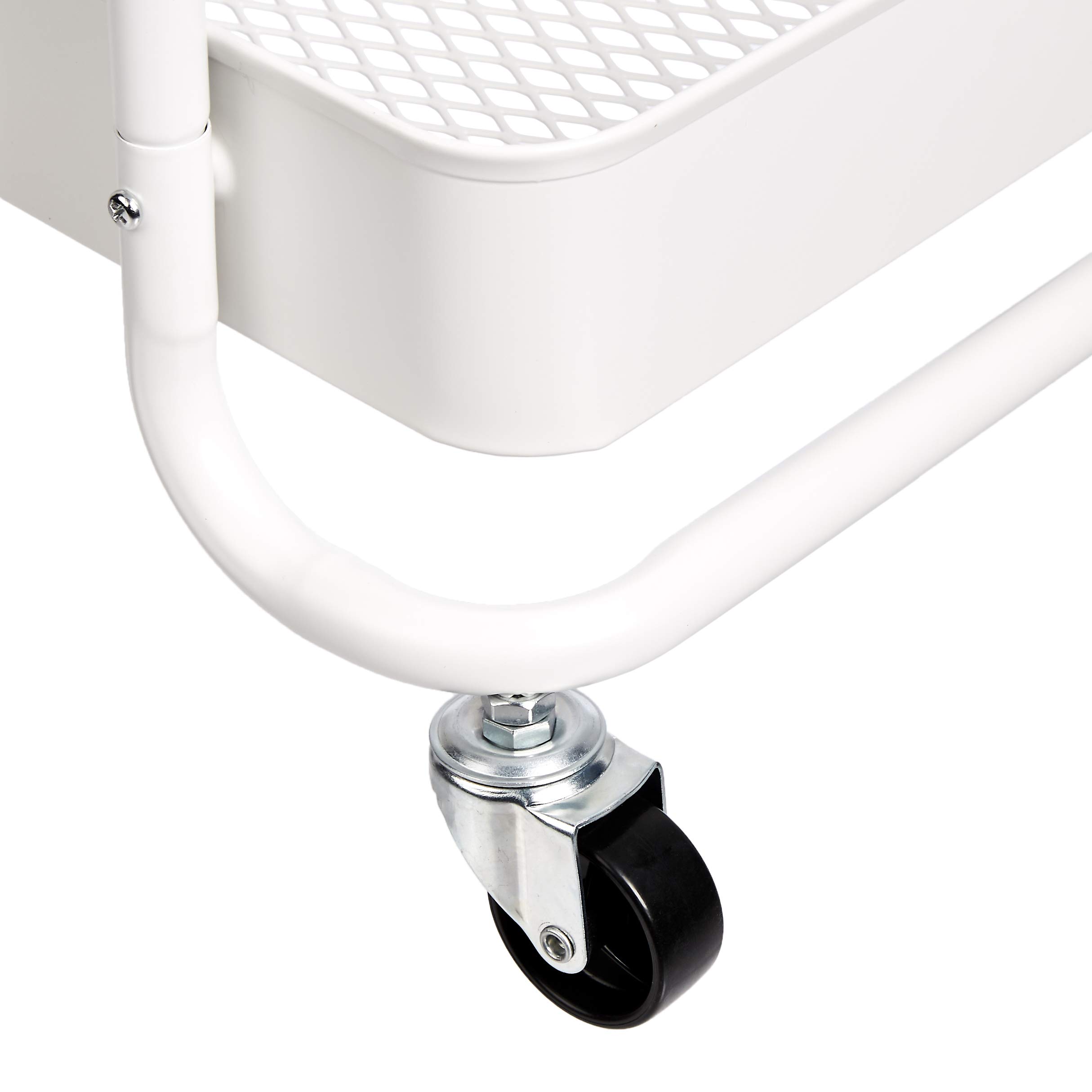 AmazonBasics Carrello Cucina Metallo 2 Cesti Bianco con Ruote