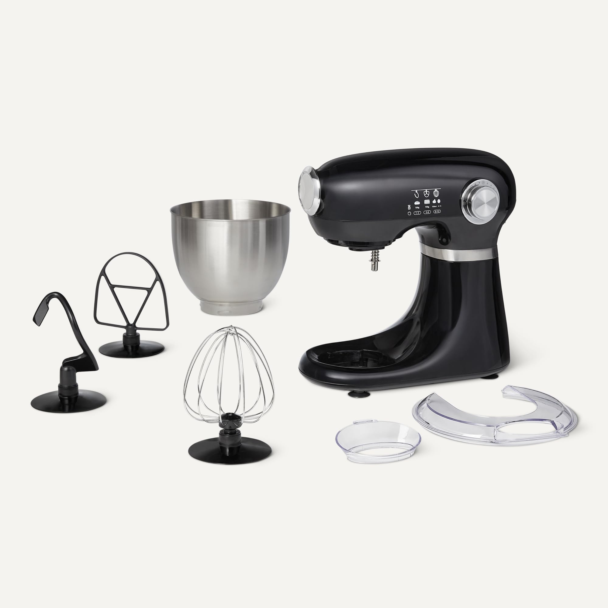 Amazon Basics Mixer Planetaria 5L 1000W 12 Velocità Nero con Ciotola
