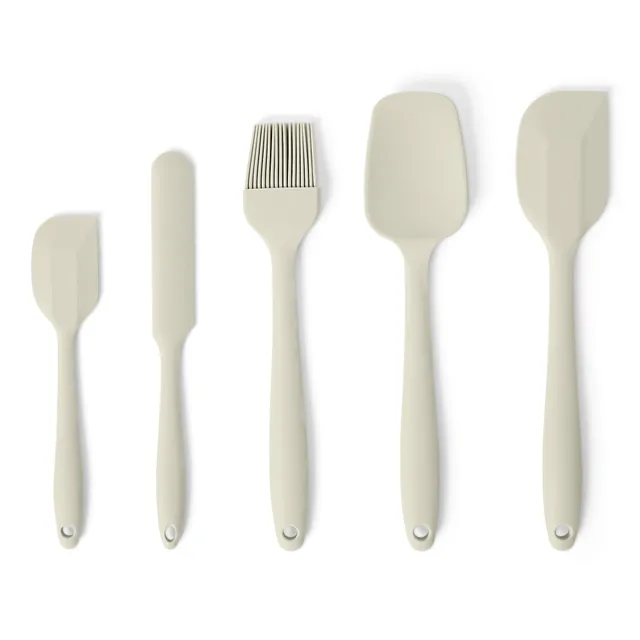 Amazon Basics Set 5 Spatole Silicone Grigio Lino Antiaderenti