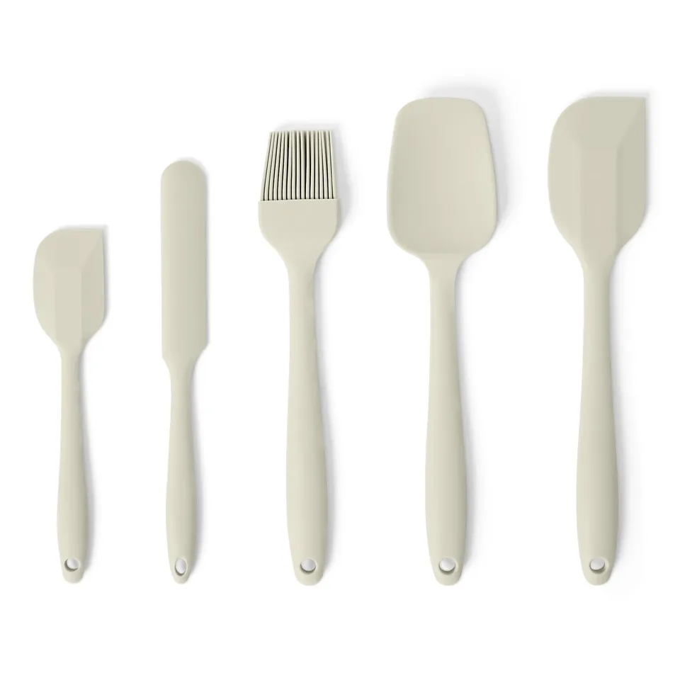 Amazon Basics Set 5 Spatole Silicone Grigio Lino Antiaderenti