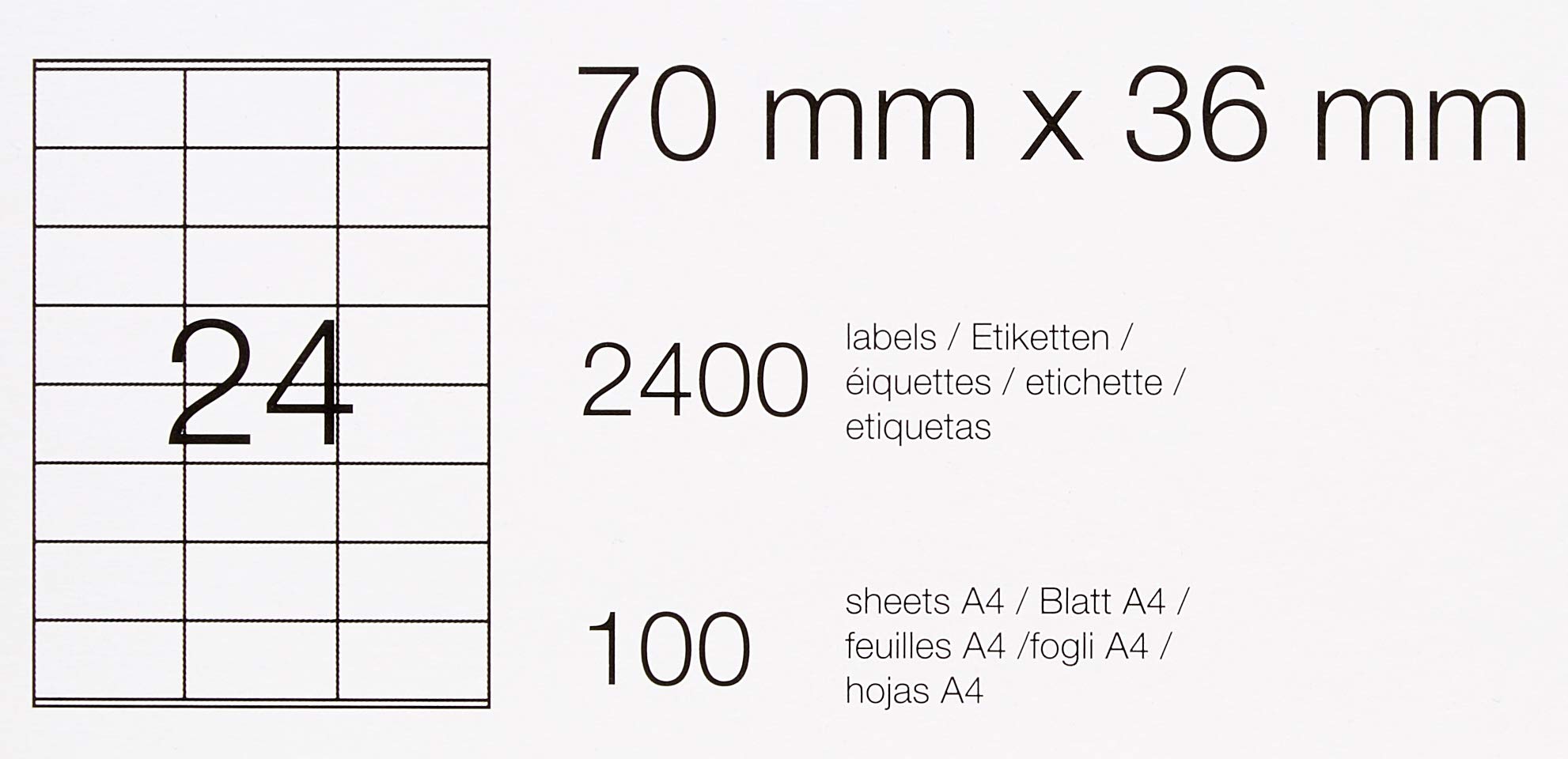 Amazon Basics Etichette Adesive 70x36mm 2400pz Bianche