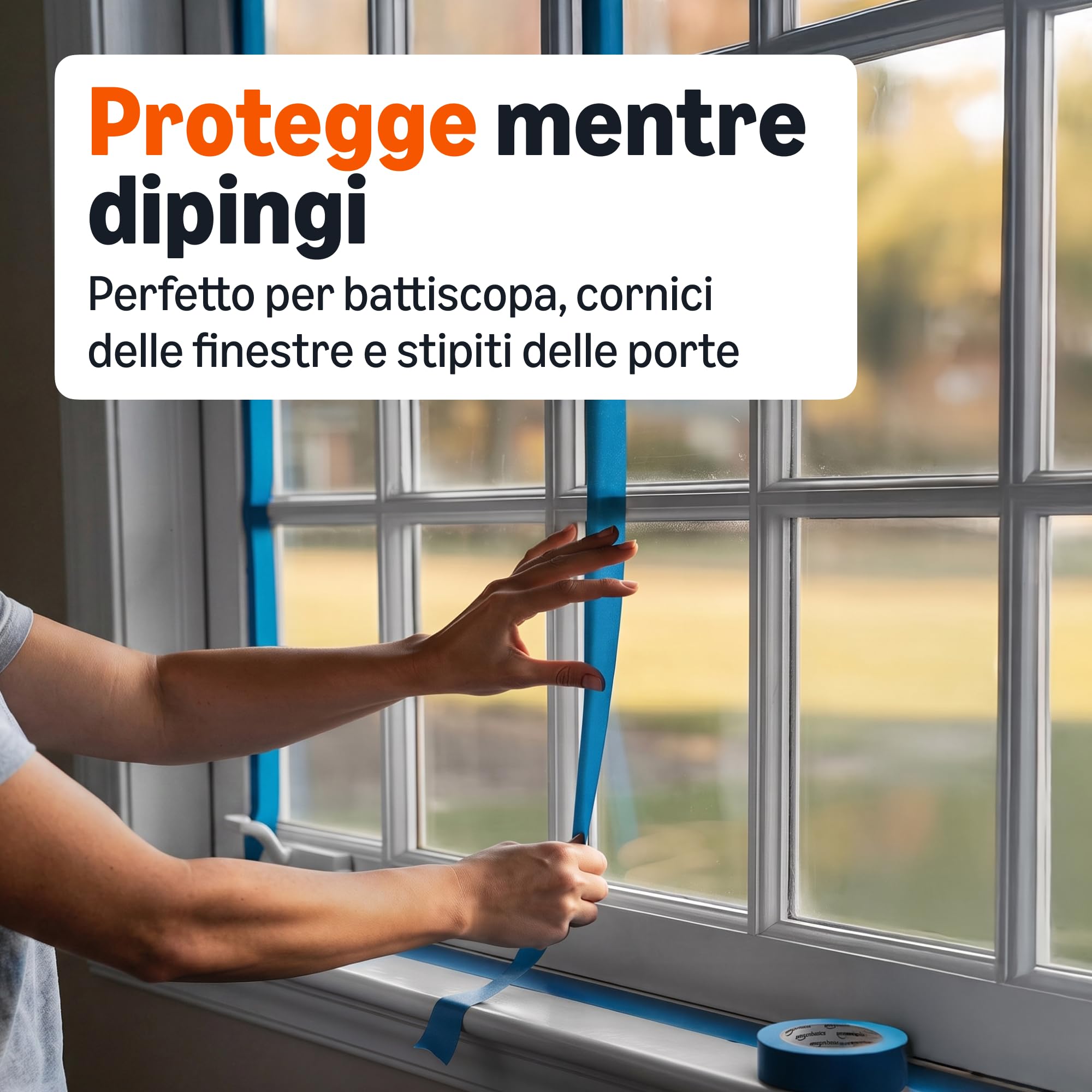 Amazon Basics Nastro Pittura Blu 2,3cmx55m 4 Rotoli UV