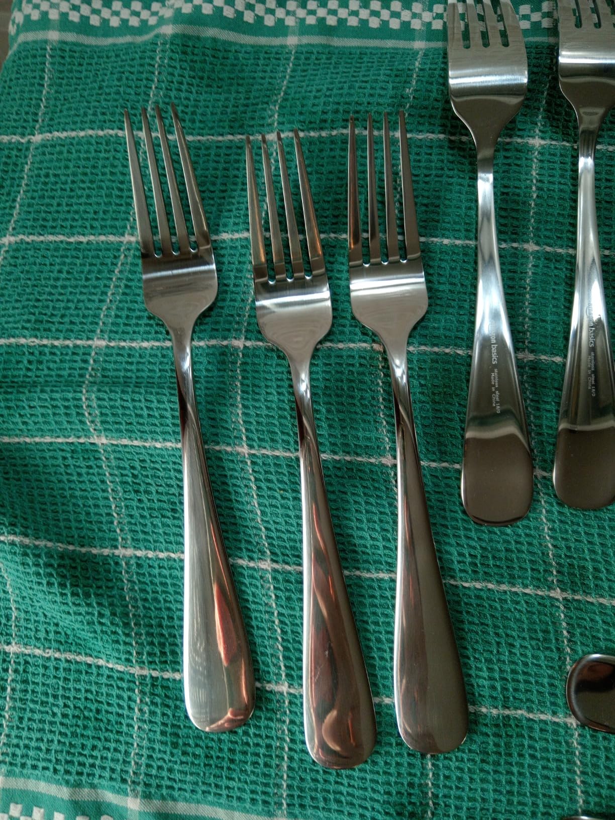 AmazonBasics Forchette Tavola Acciaio Inox 12 Pezzi Bordo Tondo