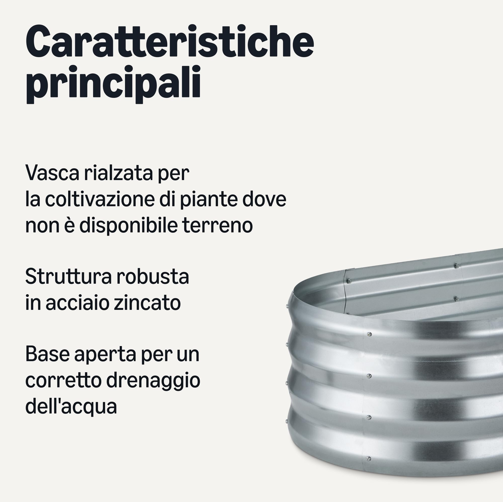 Amazon Basics letto giardino rialzato aiuola 122x61cm argento acciaio