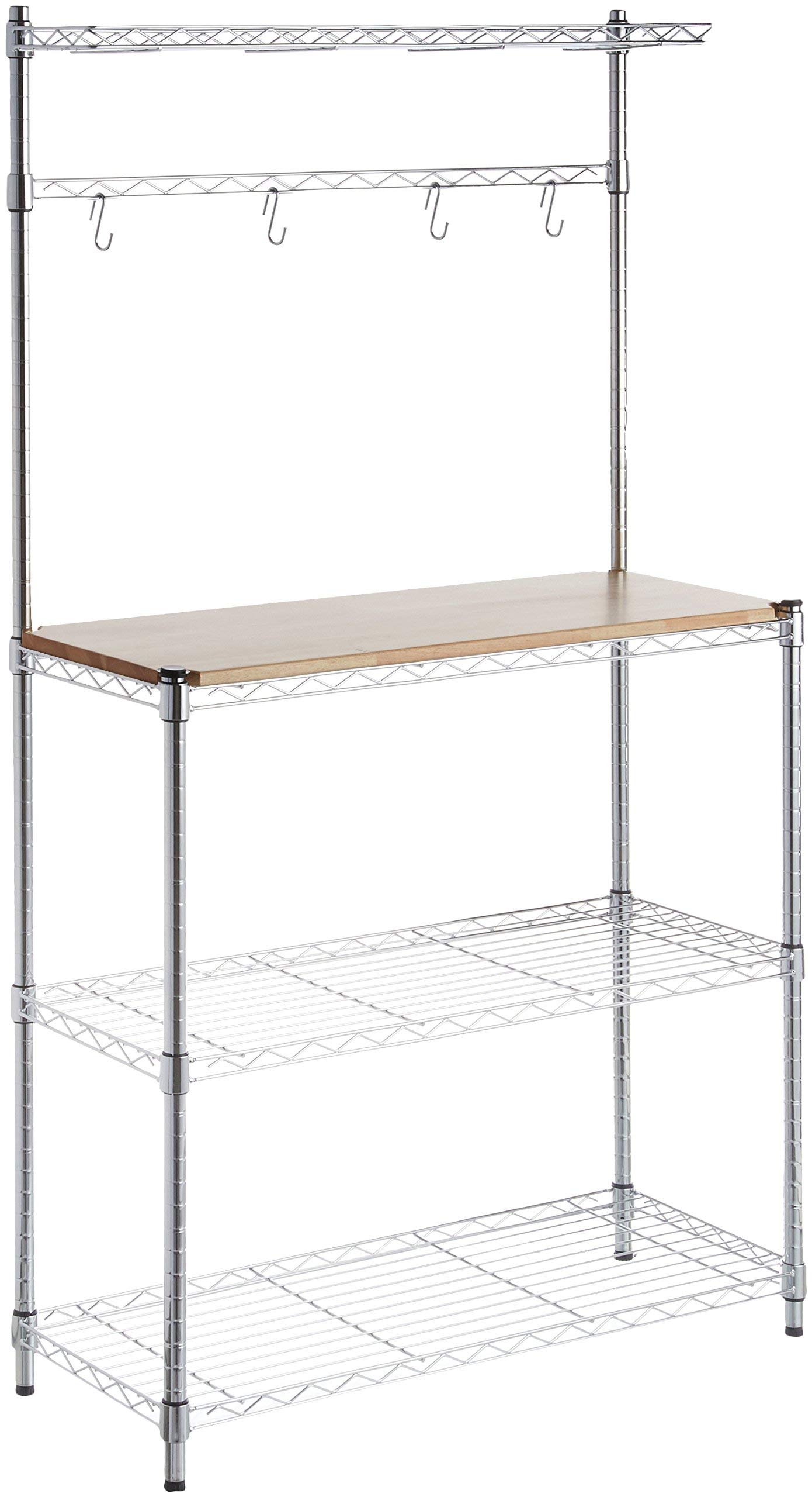 AmazonBasics Scaffale 3 Ripiani Legno Cromato 91x161 cm