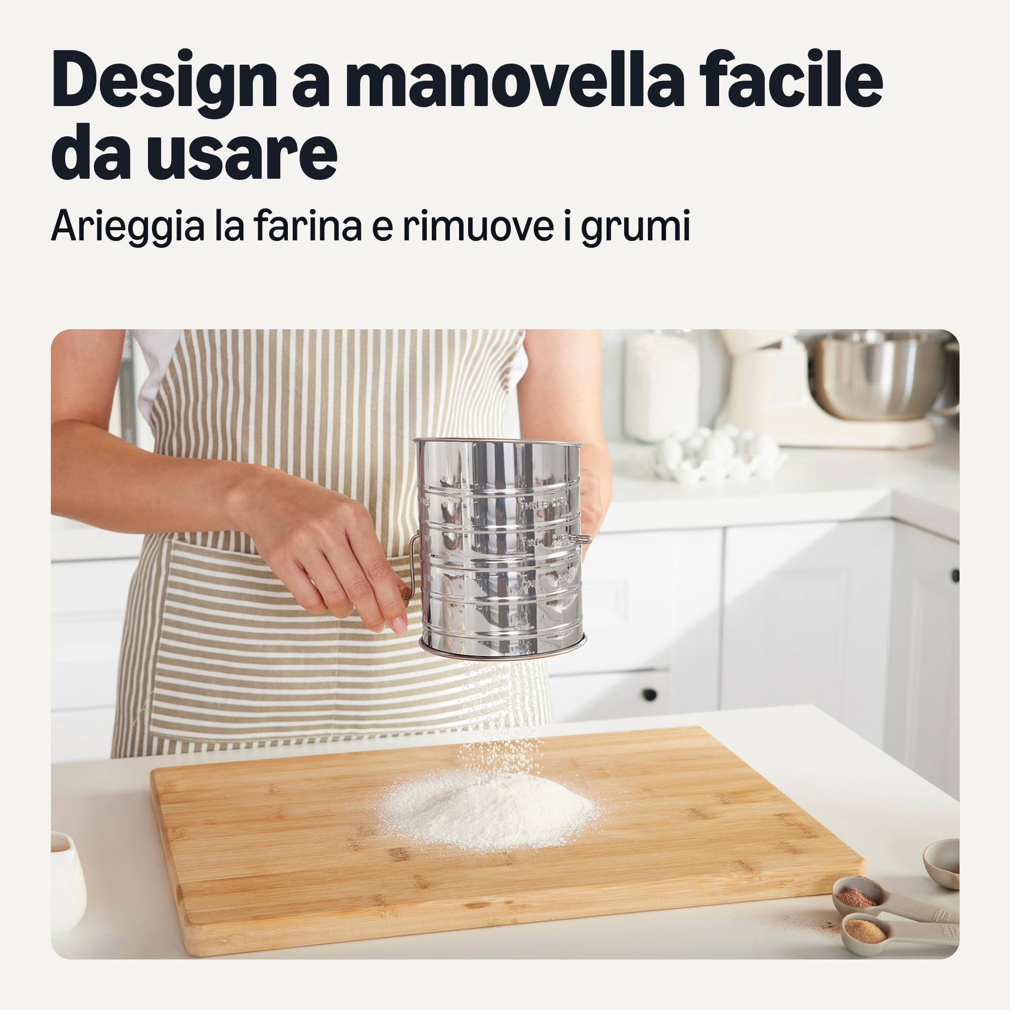 Amazon Basics setaccio farina 3 tazze acciaio inox