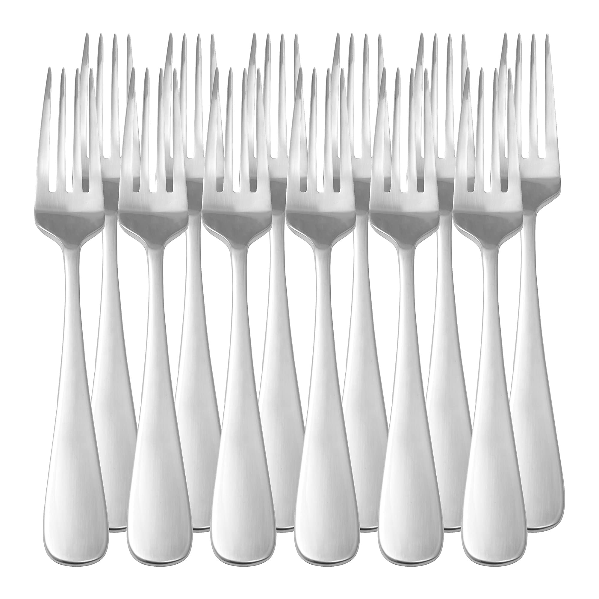 AmazonBasics Forchette Tavola Acciaio Inox 12 Pezzi Bordo Tondo