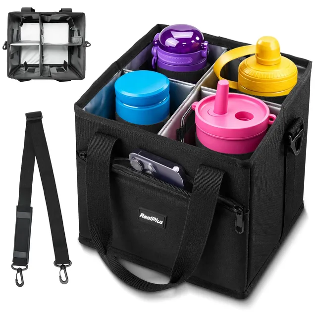 RealPlus borsa portabottiglie 4 bottiglie con tracolla