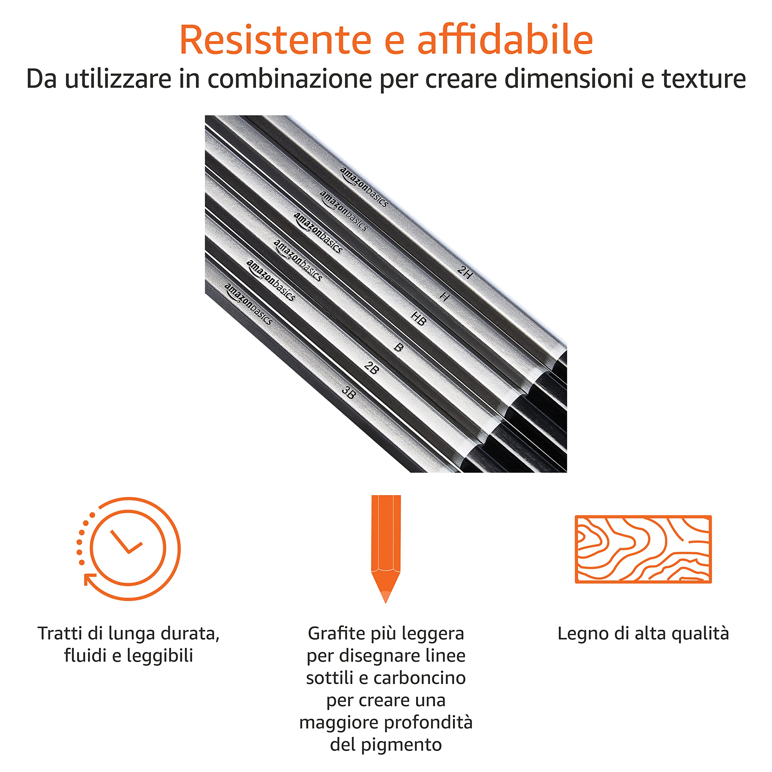 Amazon Basics Set Disegno Carboncino 17 pezzi grafite e carboncini