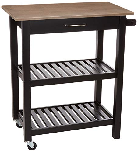 AmazonBasics Carrello da Cucina con Ruote Grigio Nero con Cassetto