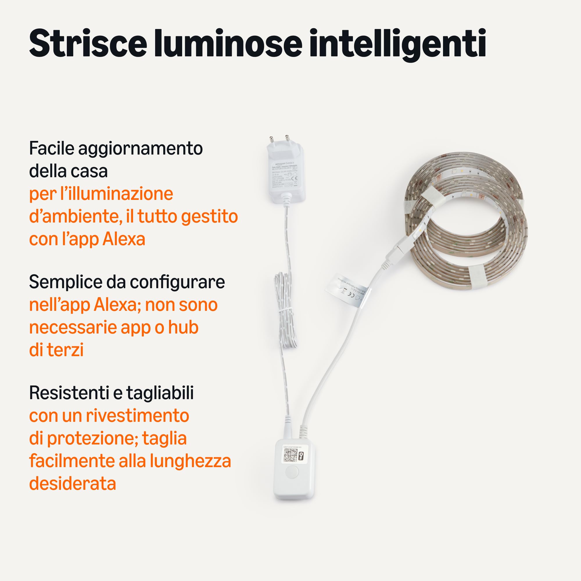 Amazon Basics striscia LED smart RGBW 5 m multicolore Alexa