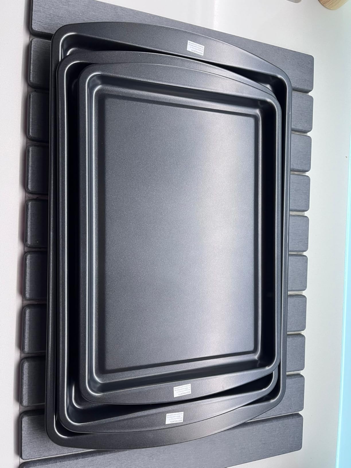 Amazon Basics Set 3 Teglie Forno Antiaderenti Impilabili