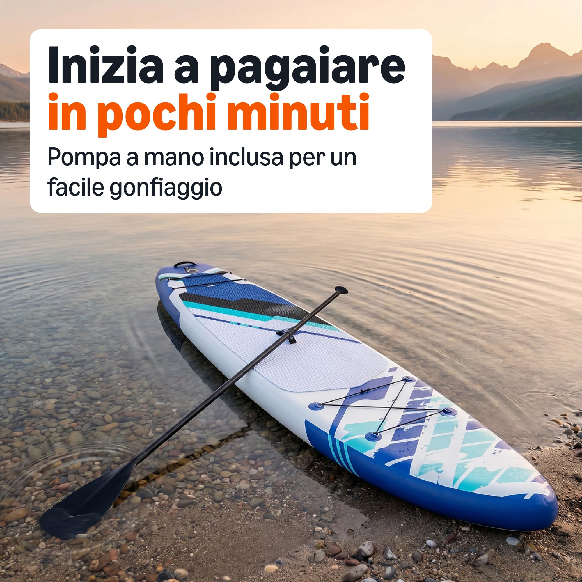 Amazon Basics SUP gonfiabile 335 cm blu con kit