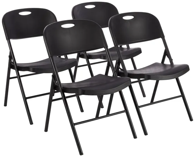 AmazonBasics Sedie Pieghevoli Nere Set 4 Portata 158 Kg