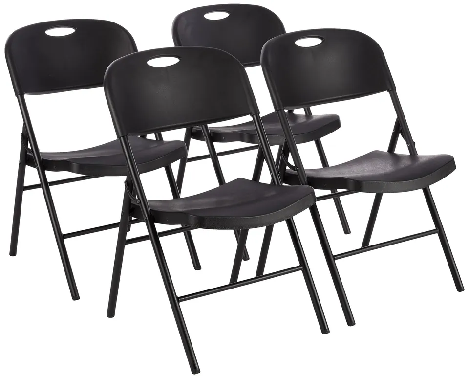 AmazonBasics Sedie Pieghevoli Nere Set 4 Portata 158 Kg