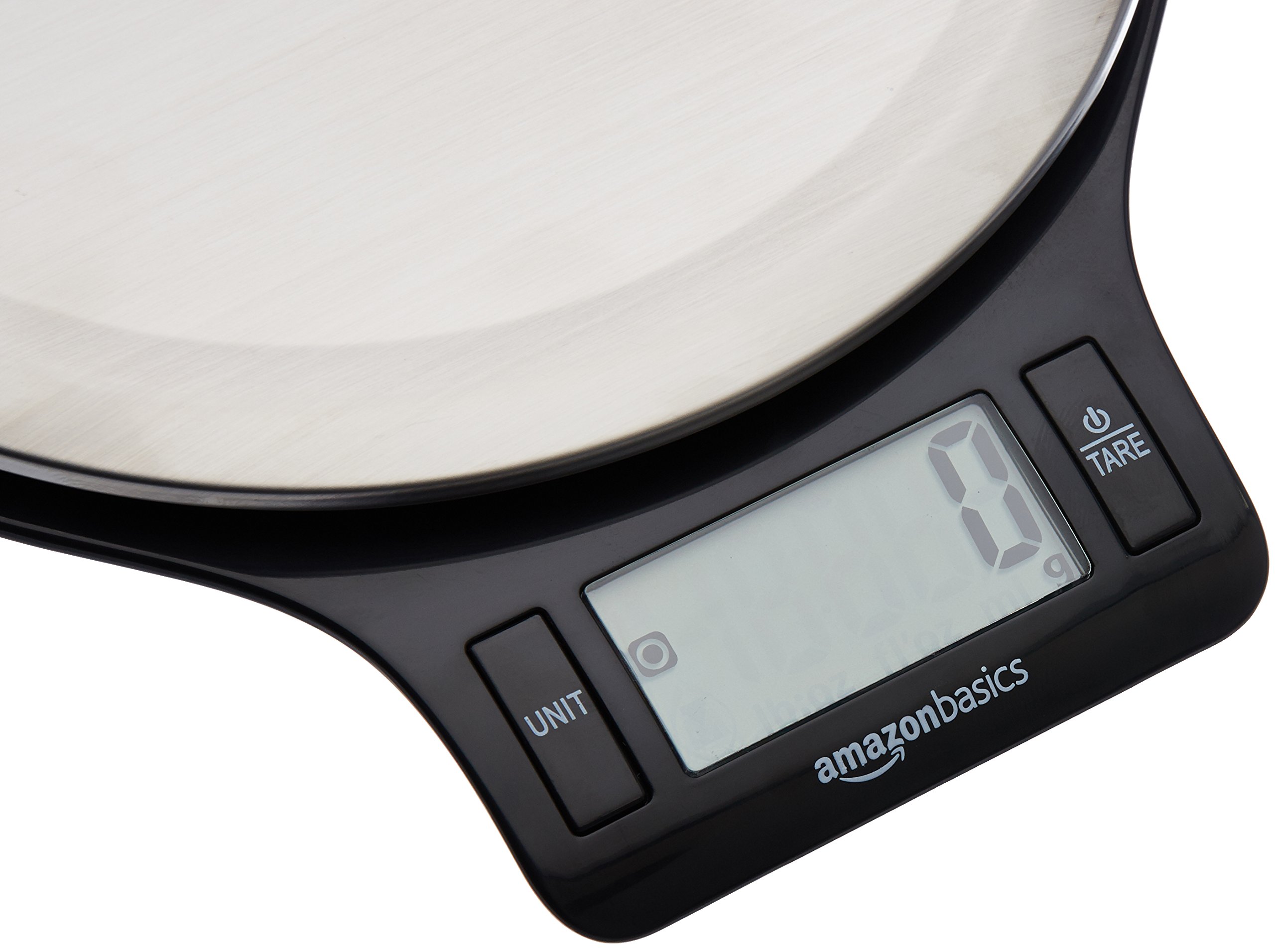 Amazon Basics Bilancia Cucina Digitale LCD Nero Acciaio 5 kg