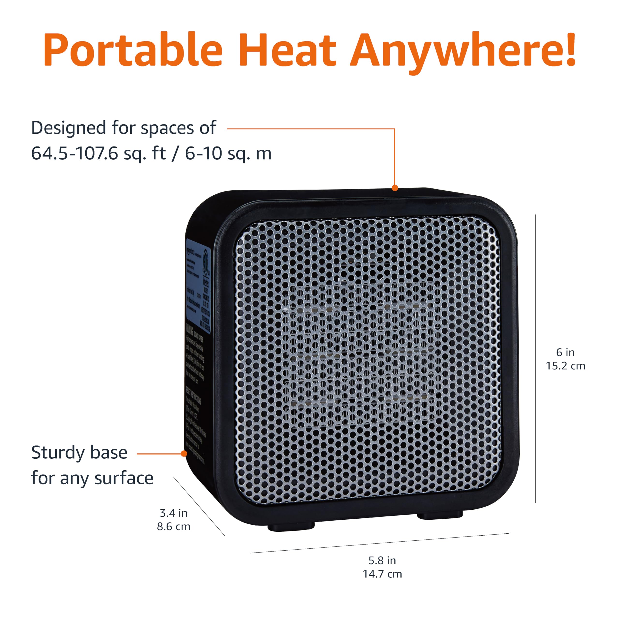 AmazonBasics Carlo mini riscaldatore ceramica 500W nero