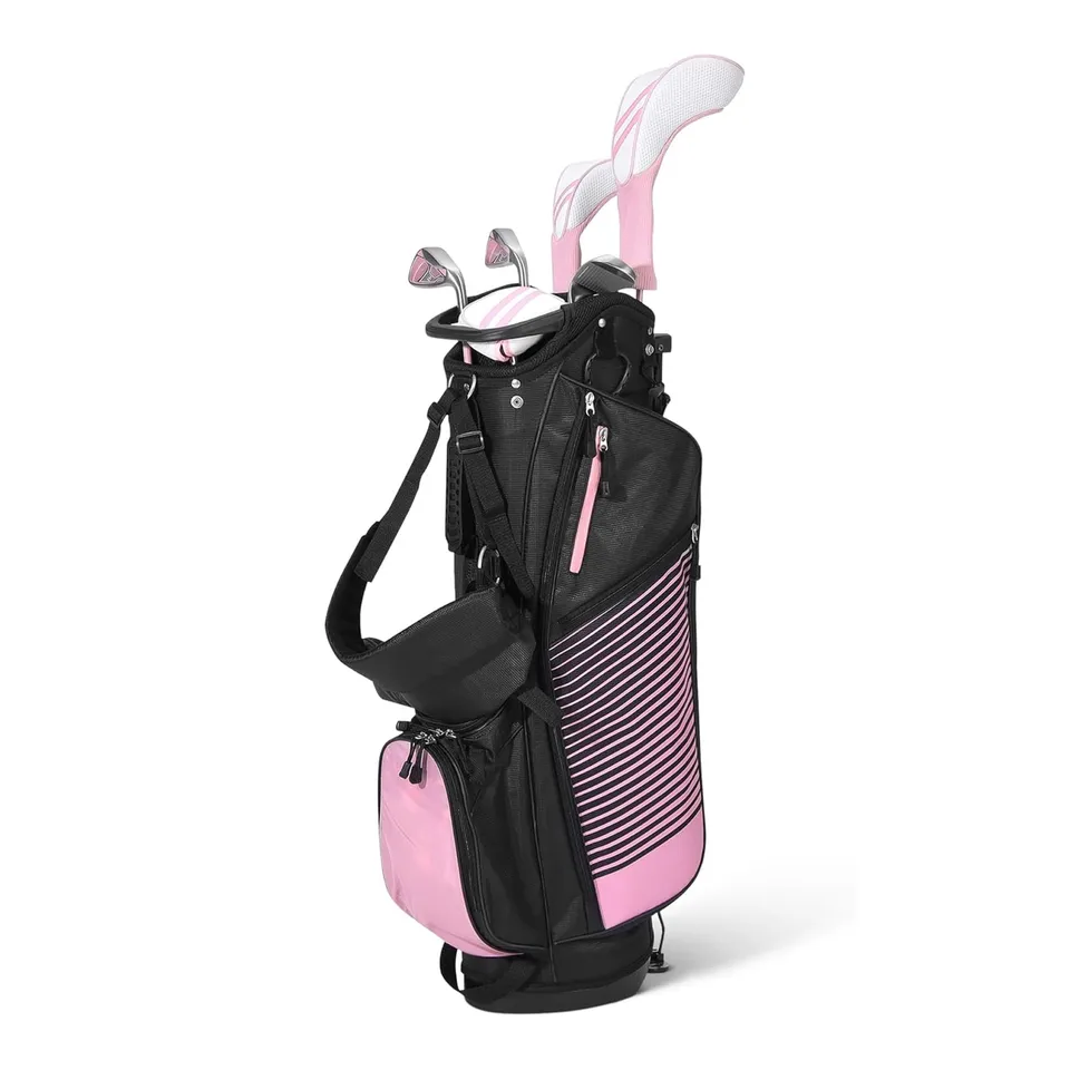 Amazon Basics set mazze da golf 6 pezzi rosa/nero con sacca