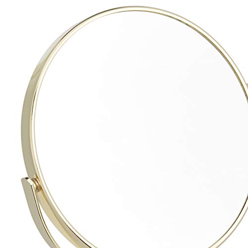 AmazonBasics Specchio Cosmetico Tavolo 1x/5x Oro Bifacciale