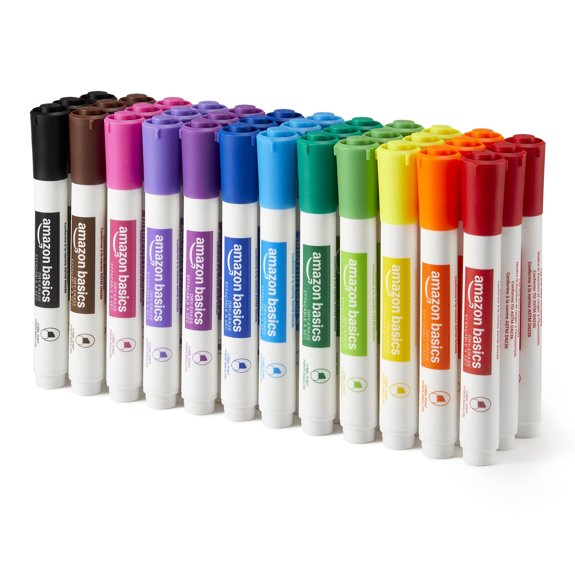 Amazon Basics Pennarelli Lavagna Bianca 12 Colori x36 Punta a Scalpello